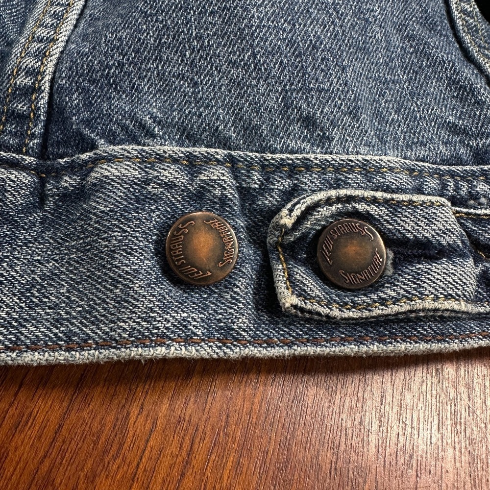 Vintage Levi Strauss Signature Denim Trucker Jacket Sz S Gorpcore Workwear Indie - Picture 12 of 14